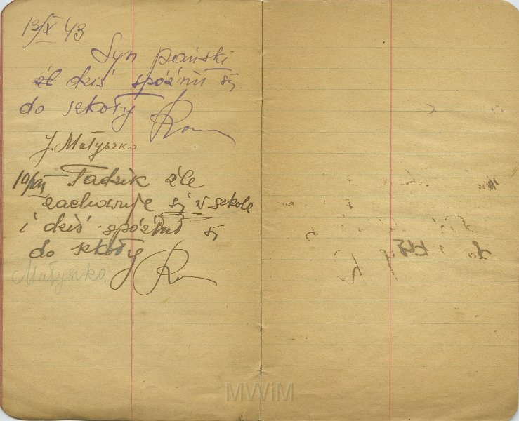 KKE 5433-4.jpg - Dok. Notatnik szkolny Tadeusza Małyszko z zapisaną jedną stroną, Wilno, 1942 r.
